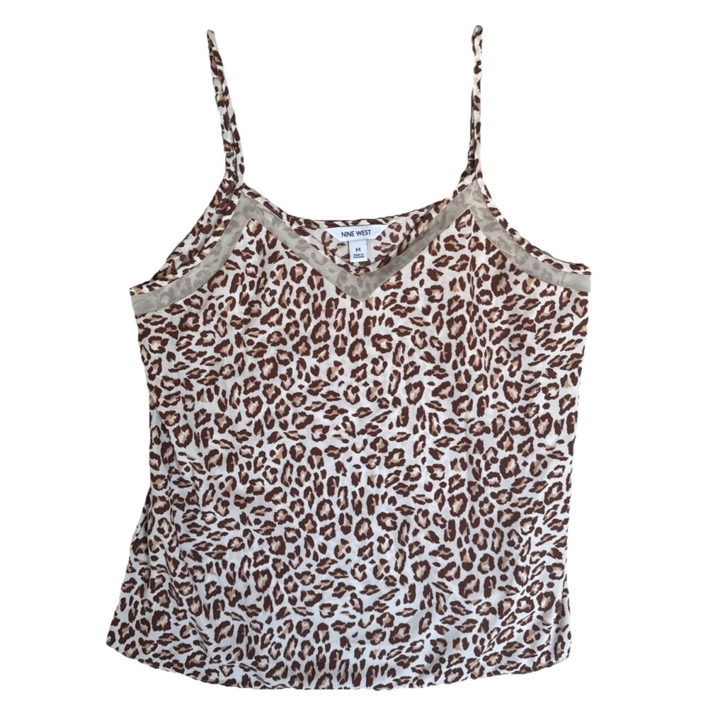 Women’s Leopard Print Camisole Tank Top Spaghetti Strap Relaxed Size M Nine West